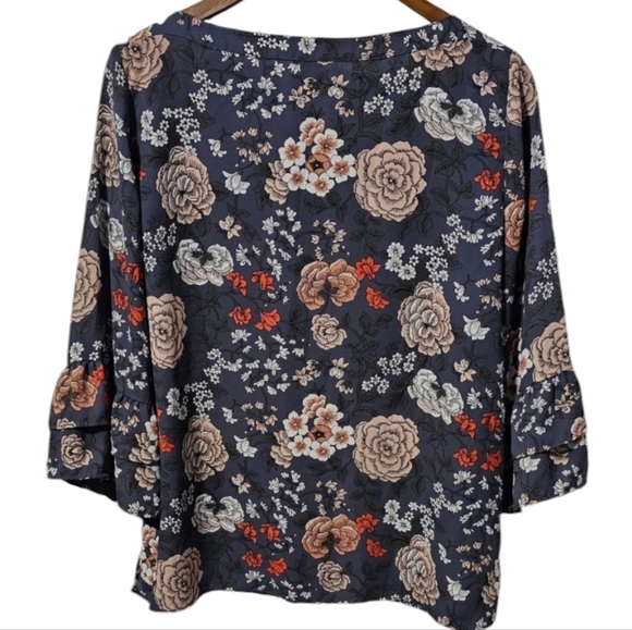LOFT | Floral Flounce Sleeve- Relaxed Fit Blouse - Picture 2 of 7